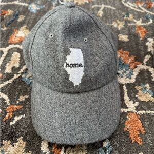 NWT Wool Blend Illinois Home Cap Gray Adjustable Leather Strap